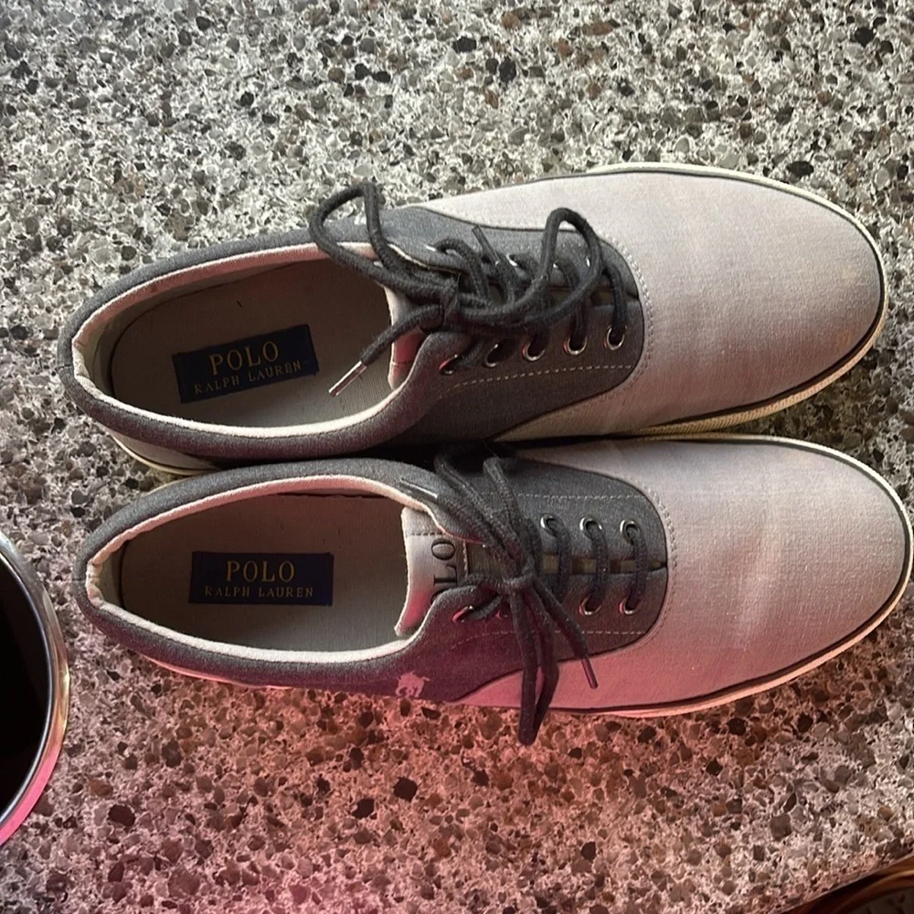 Polo Ralph Lauren Shoes men’s size 12D two-tone gray with Polo pony emblem‎ .
